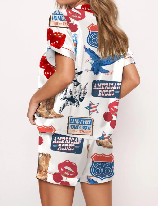 Independence Day Western Silky Satin Pajama Set For Women - Image 2