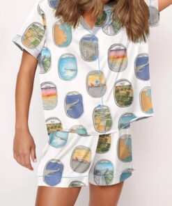 Alternative view of Airplane Window Travel Art Satin Pajama Set