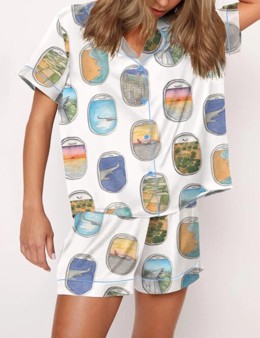 Airplane Window Travel Art Satin Pajama Set - Image 2