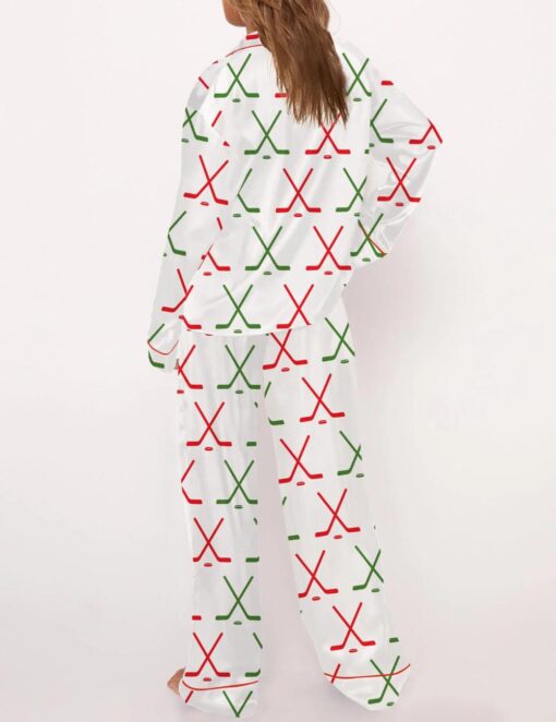 Christmas Ice Hockey Satin Pajama Set For Women - Image 6