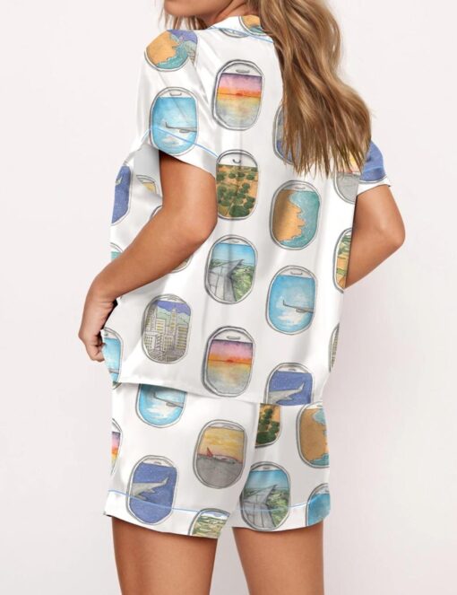 Airplane Window Travel Art Satin Pajama Set - Image 3