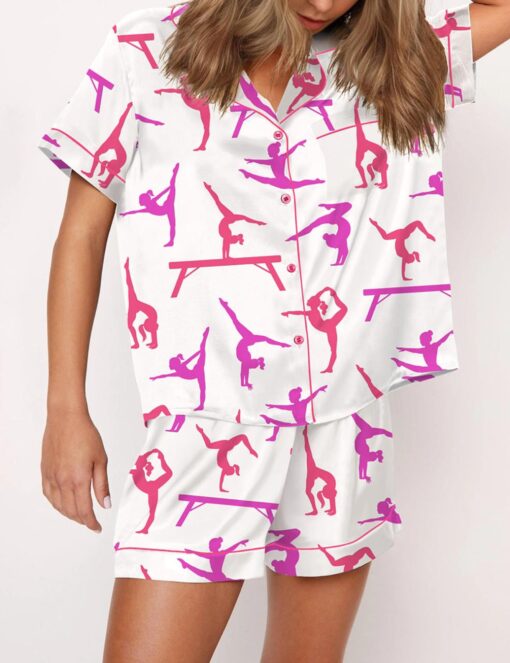 Gymnast Poses Satin Pajama Set