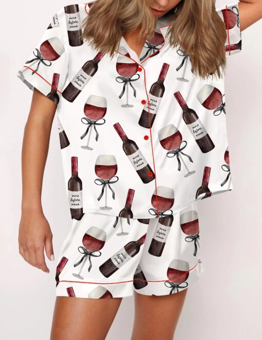 Red Wine Silky Satin Pajama Set For Women - Image 2