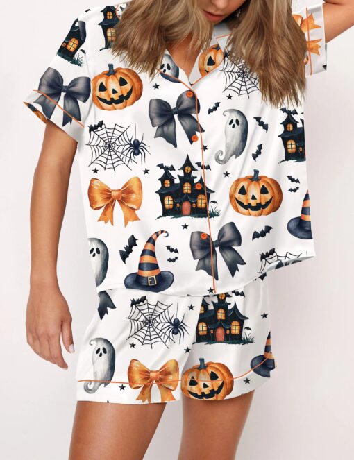 Coquette Halloween Silky Satin Pajama Set For Women - Image 2
