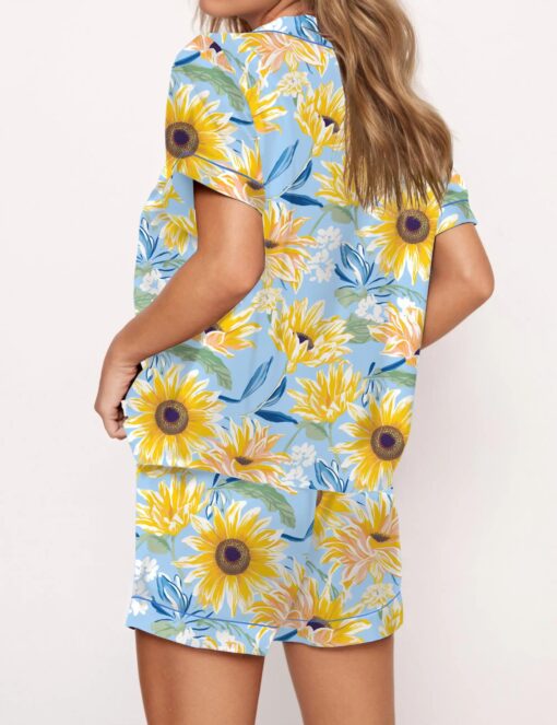 Sunflower Silky Satin Pajama Set For Women - Image 2