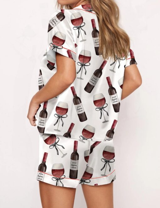 Red Wine Silky Satin Pajama Set For Women - Image 3