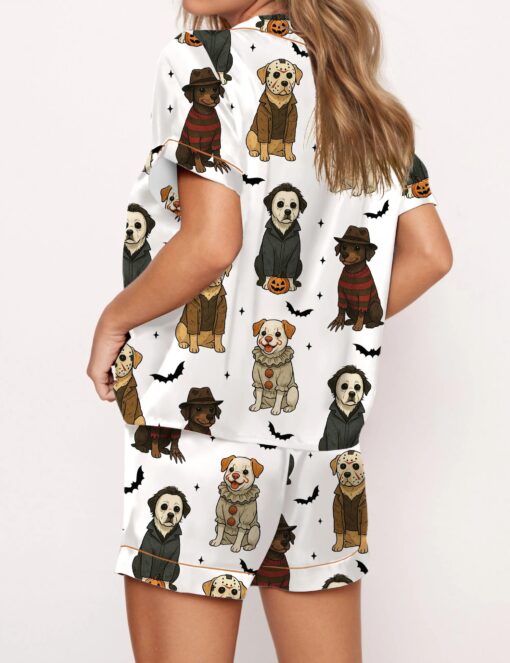 Halloween Spooky Paw Silky Satin Pajama Set For Women - Image 2