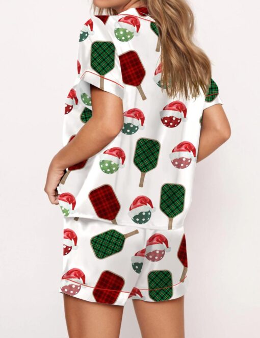 Christmas Pickleball Satin Pajama Set For Women - Image 3