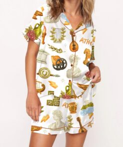 Antique Greece Satin Pajama Set For Women