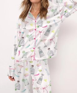 Trendy Tequila Margarita Satin Pajama Set For Women