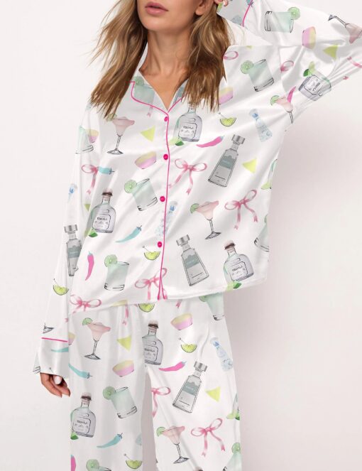 Trendy Tequila Margarita Satin Pajama Set For Women