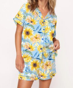 Sunflower Silky Satin Pajama Set For Women