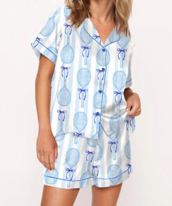 Coquette Tennis Silky Satin Pajama Set For Women
