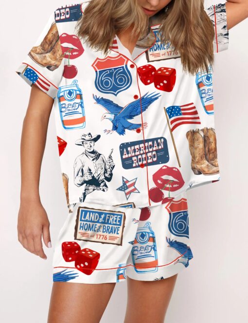 Independence Day Western Silky Satin Pajama Set For Women - Image 4
