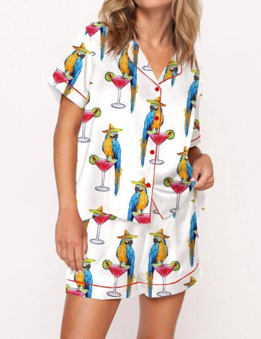 Parrot Margarita Silky Satin Pajama Set For Women