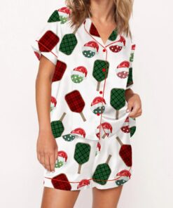 Christmas Pickleball Satin Pajama Set For Women