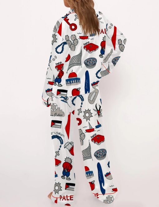 Free Palestine Satin Pajama Set For Women - Image 2