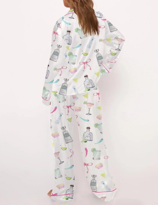 Trendy Tequila Margarita Satin Pajama Set For Women - Image 4