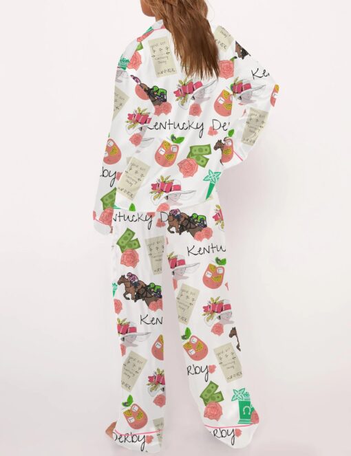 Kentucky Derby Horse Satin Pajama Set For Women - Image 4