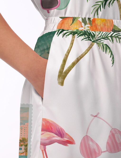 Florida Palm Beach Satin Pajama Set For Women - Image 5