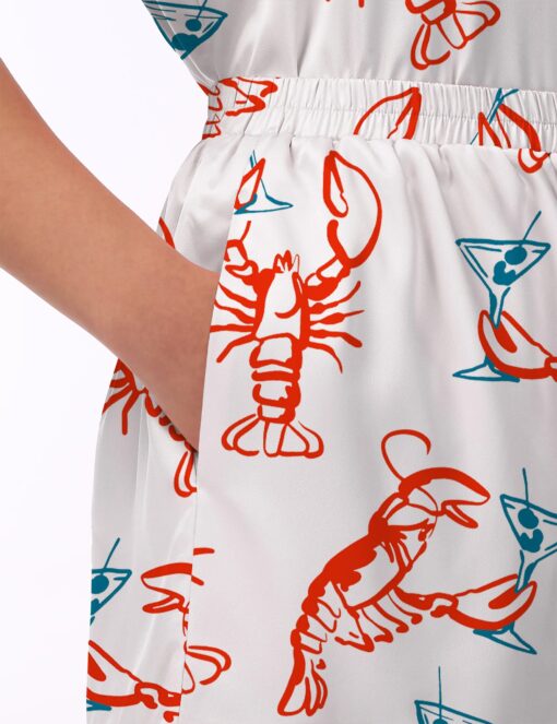 Martini Lobster Silky Satin Pajama Set For Women - Image 3