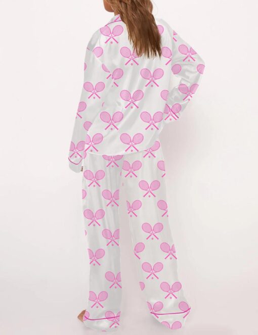 Champagne Tennis Satin Pajama Set For Women - Image 6