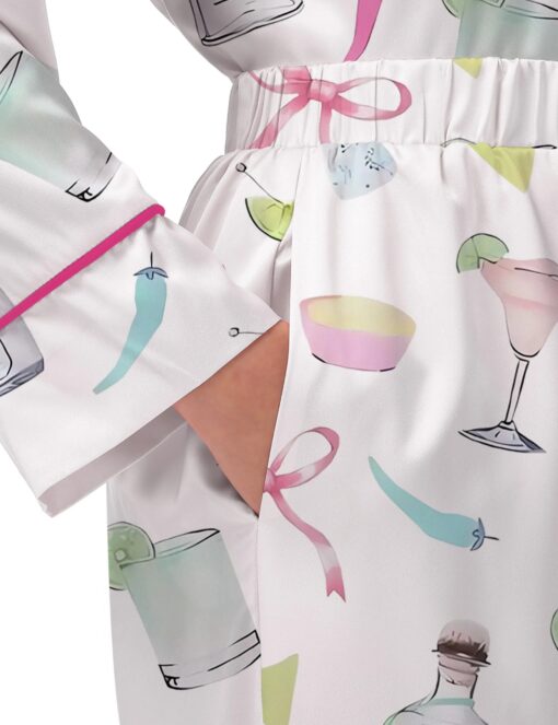 Trendy Tequila Margarita Satin Pajama Set For Women - Image 5