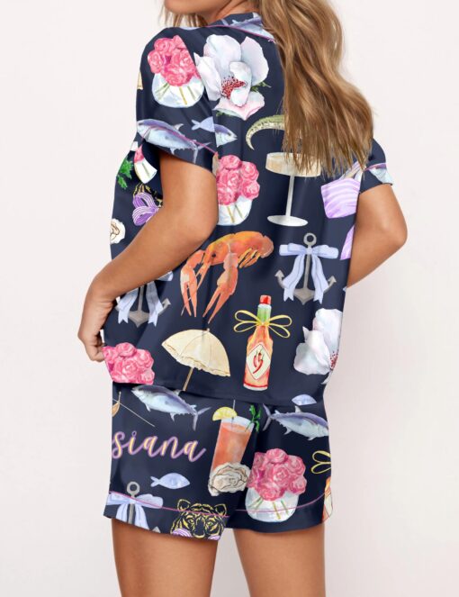 Louisiana Preppy Girl Satin Pajama Set For Women - Image 6