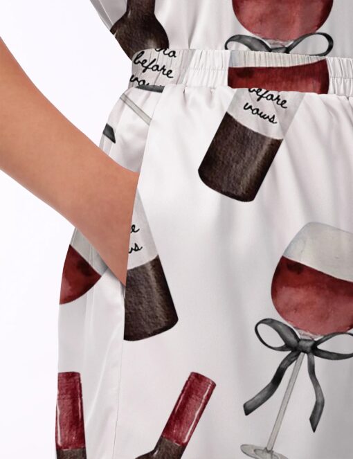 Red Wine Silky Satin Pajama Set For Women - Image 4