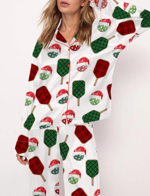 Christmas Pickleball Satin Pajama Set For Women - Image 5