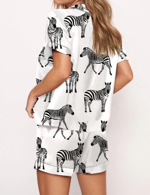 Zebra Satin Pajama Set For Women - Image 3