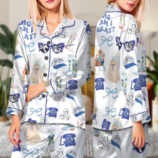 Am I Okay Moroney Silky Satin Pajama Set For Women - Image 6