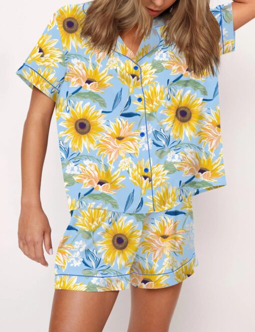 Sunflower Silky Satin Pajama Set For Women - Image 3