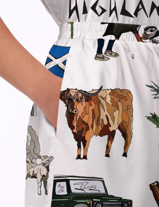 Scottish Highlands Travel Satin Pajama Set For Women - Image 5