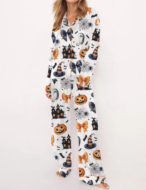 Coquette Halloween Silky Satin Pajama Set For Women - Image 6