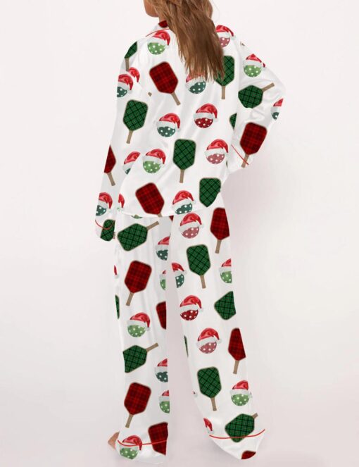 Christmas Pickleball Satin Pajama Set For Women - Image 6