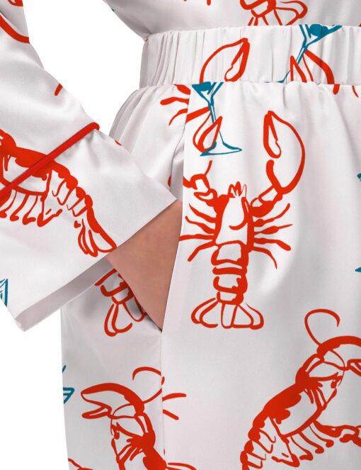 Martini Lobster Silky Satin Pajama Set For Women - Image 6