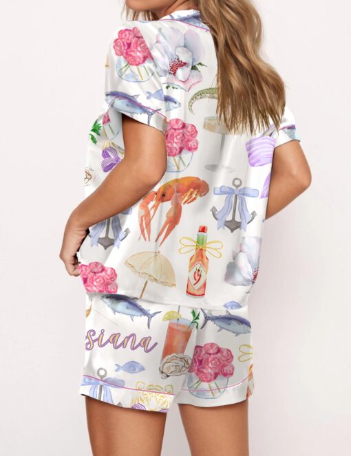 Louisiana Preppy Girl Satin Pajama Set For Women - Image 3