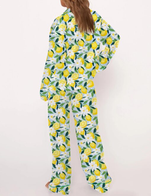 Florida Lemon Silky Satin Pajama Set For Women - Image 7