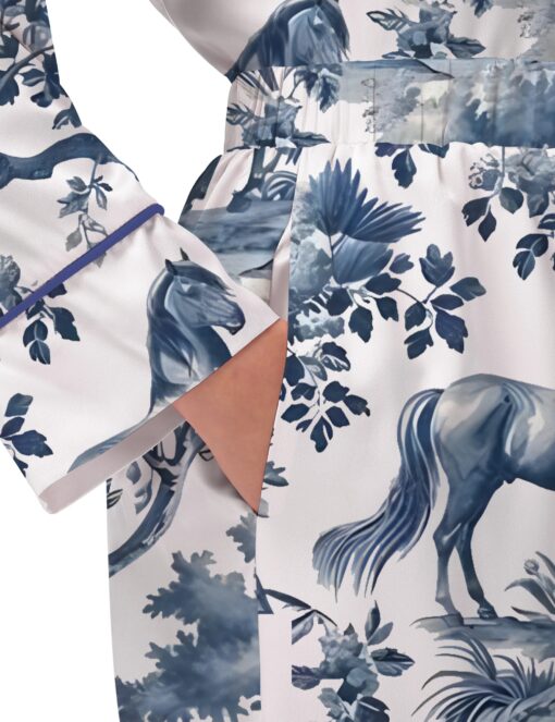 Horse Toile Silky Satin Pajama Set For Women - Image 8