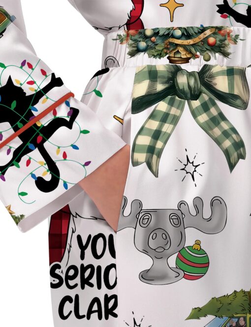 You Serious Clark Christmas Silky Satin Pajama Set For Women - Image 8