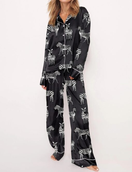 Zebra Satin Pajama Set For Women - Image 5