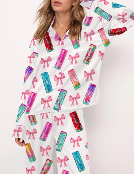 Summer Energy Drink Silky Satin Pajama Set For Women - Image 5