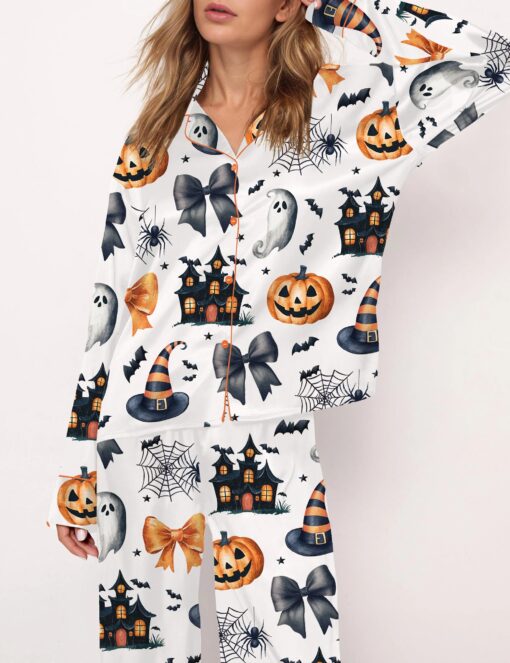 Coquette Halloween Silky Satin Pajama Set For Women - Image 5