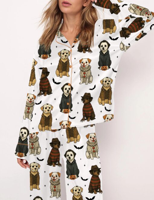 Halloween Spooky Paw Silky Satin Pajama Set For Women - Image 5
