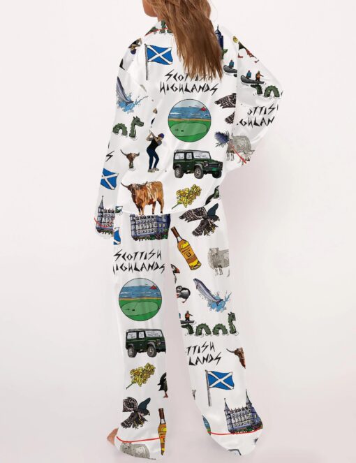 Scottish Highlands Travel Satin Pajama Set For Women - Image 8