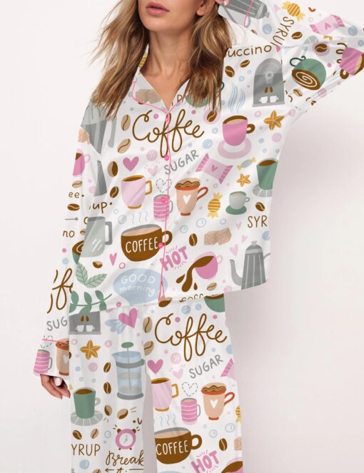 Coffee Silky Satin Pajama Set For Women - Image 5