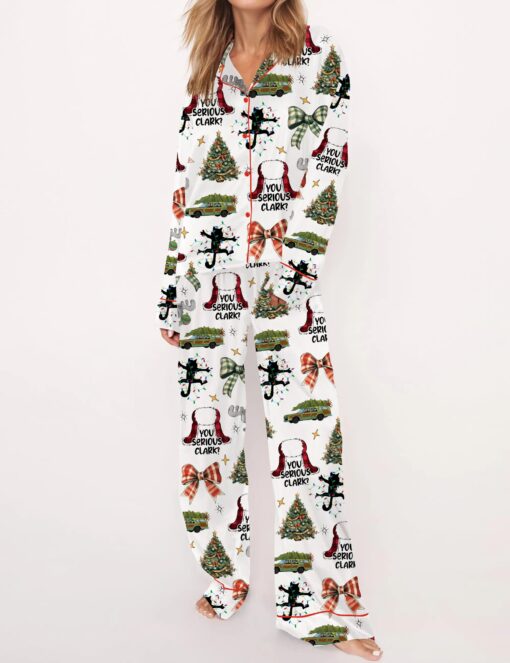 You Serious Clark Christmas Silky Satin Pajama Set For Women - Image 5