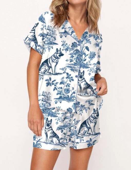 German Shepherd Silky Satin Pajama Set For Women