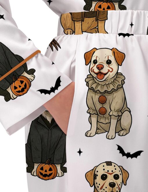 Halloween Spooky Paw Silky Satin Pajama Set For Women - Image 8